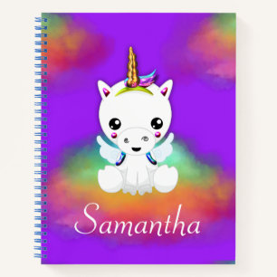 Rainbow Cloud Unicoron auf Lila Notizblock