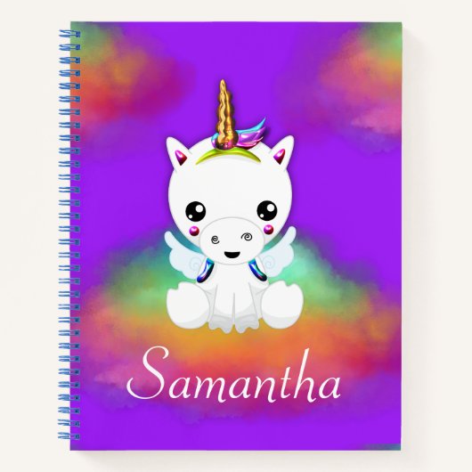 Rainbow Cloud Unicoron auf Lila Notizblock (Vorderseite)