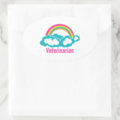 Rainbow Cloud Veterinary Ovaler Aufkleber (Tasche)