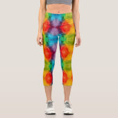 Rainbow Cloud Watercolor Art Capri Leggings (Vorderseite)
