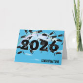 Rainbow Clouds 2026 Black Graduation Hats Karte (Vorderseite)