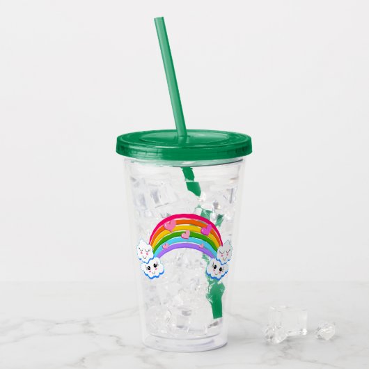 Rainbow Clouds Acrylic Tumbler Acryltrinkbecher (Vorderseite Ice)