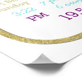 Rainbow Clouds Adventure Baby Girl Birth Stats Poster (Ecke)