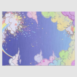 Rainbow Clouds and Confetti Birthday Gift Wrap Seidenpapier