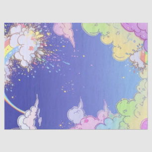 Rainbow Clouds and Confetti Birthday Gift Wrap Seidenpapier