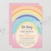 Rainbow Clouds Baby Dusche Anpassen Ei-Rahmen Einladung (Vorne/Hinten)