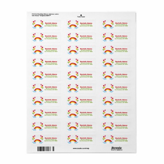 Rainbow Clouds & Balloons Kinderanschrift (Vorne)