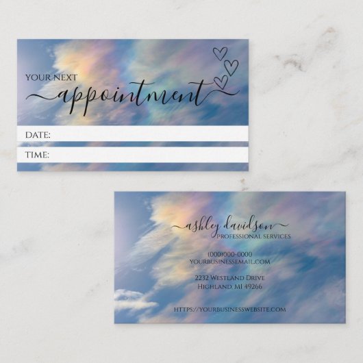 Rainbow Clouds Berufliche Ernennungskarten Terminkarte (Vorne/Hinten)