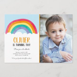 Rainbow Clouds Blue Boy Colors Geburtstag Einladun Einladung