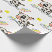 Rainbow Clouds Butterfly Wrapping Paper Cow Geschenkpapier (Ecke)