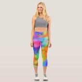 Rainbow Clouds Custom Capri Leggings (Vorderseite)
