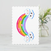 Rainbow Clouds Flat Greeting Card Einladung (Stehend Vorderseite)