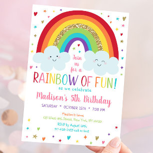 Rainbow Clouds Geburtstag Einladung