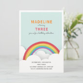 Rainbow Clouds Geburtstagsparty Einladung (Stehend Vorderseite)