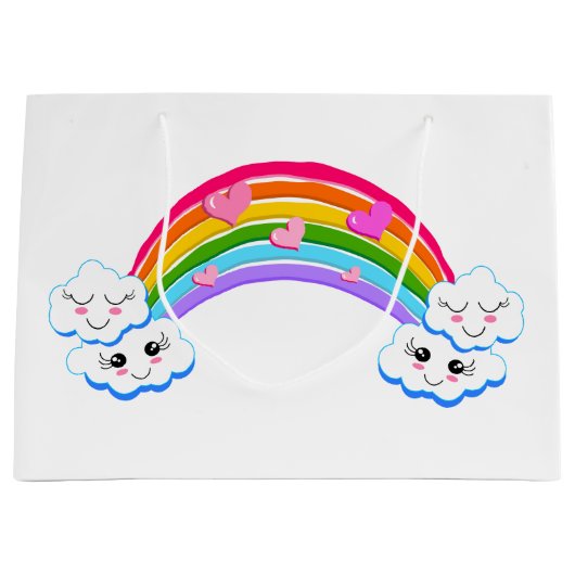 Rainbow Clouds Gift Bags Große Geschenktüte (Vorderseite)