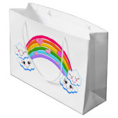 Rainbow Clouds Gift Bags Große Geschenktüte (Rückseite Schrägansicht)