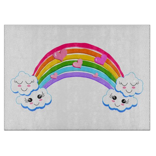 Rainbow Clouds Glass Cutting Board Schneidebrett (Vorderseite)