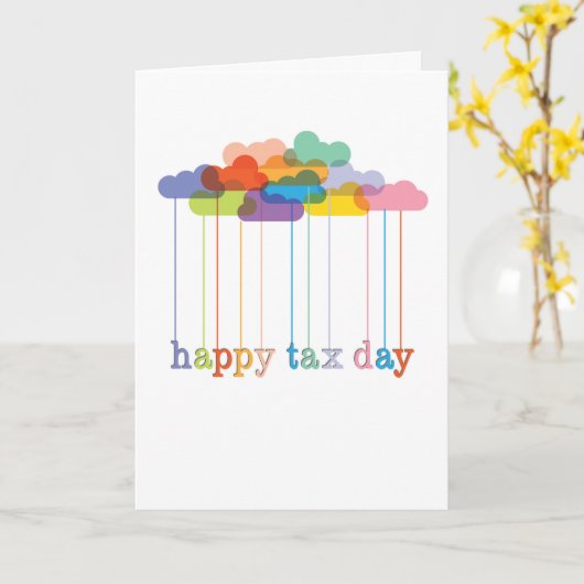 Rainbow Clouds Happy Tax Day Karte (Gelbe Blume)