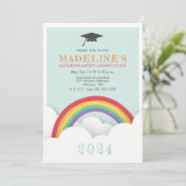 Rainbow Clouds Kinder Kindergarten Abschluss Einladung (Stehend Vorderseite)
