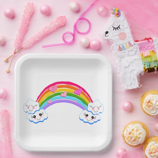 Rainbow Clouds Paper Plate Pappteller (Party)