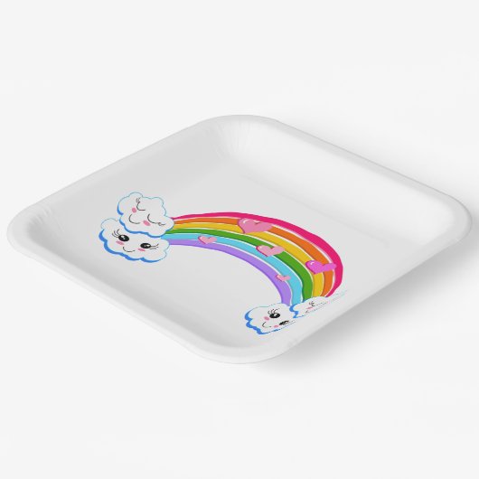 Rainbow Clouds Paper Plate Pappteller (Gewinkelt)