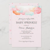 Rainbow Clouds Pink Baby Sprinkle Einladung (Vorne/Hinten)
