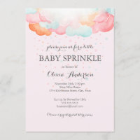 Rainbow Clouds Pink Baby Sprinkle Einladung