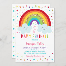 Rainbow Clouds Pink Gold Baby Sprinkle Einladung