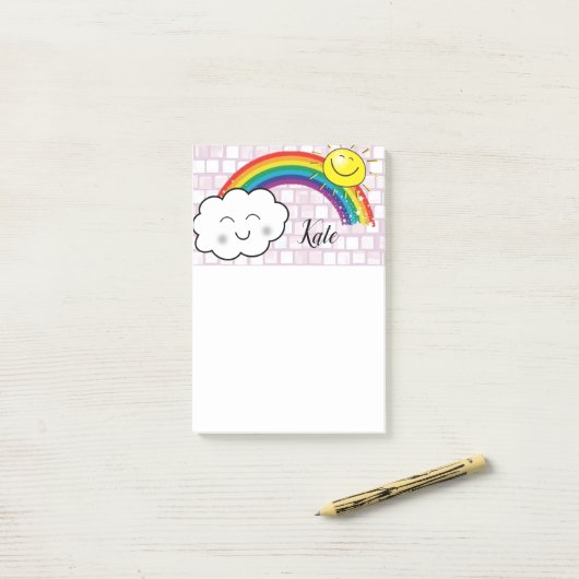 Rainbow Clouds Post-it Klebezettel (Auf Schreibtisch)