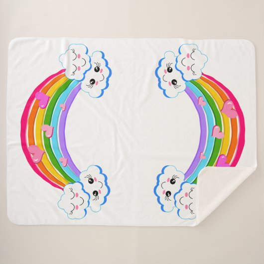 Rainbow Clouds Sherpa Blanket Sherpadecke (Vorderseite (Horizontal))