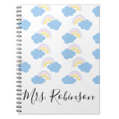 Rainbow Clouds Skriptlehrer Name Notebook Notizblock (Vorderseite)