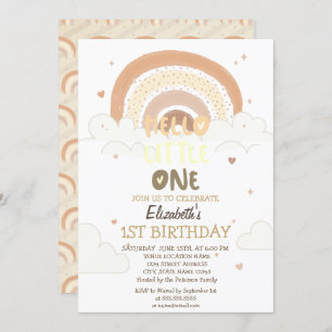 Rainbow Clouds Striped Hello Little One Geburtstag Einladung