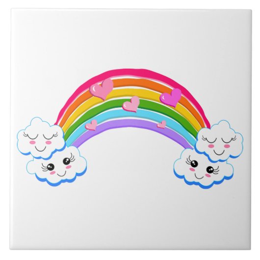 Rainbow Clouds Tile Fliese (Vorderseite)