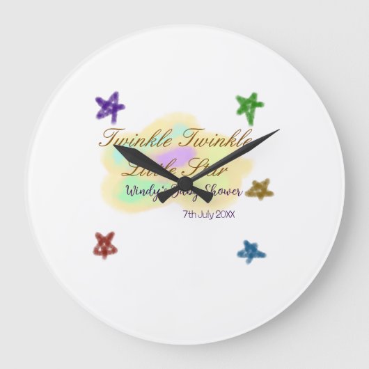 Rainbow clouds twinkle Twinkle Little Star baby Große Wanduhr (Vorderseite)