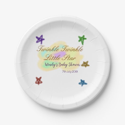 Rainbow clouds twinkle Twinkle Little Star baby Pappteller (Vorderseite)