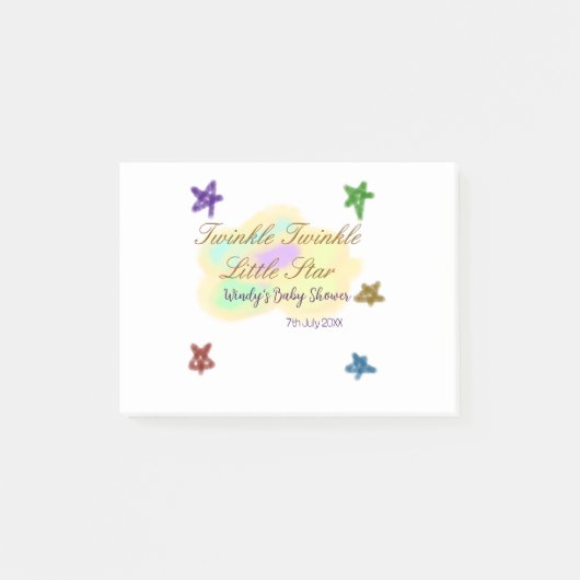 Rainbow clouds twinkle Twinkle Little Star baby Post-it Klebezettel (Vorderseite)
