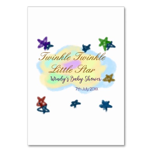 Rainbow clouds twinkle Twinkle Little Star baby Tischnummer (Rückseite)