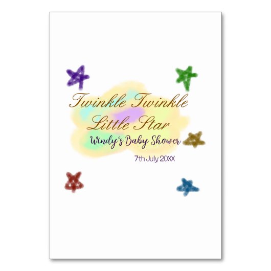 Rainbow clouds twinkle Twinkle Little Star baby Tischnummer (Vorderseite)