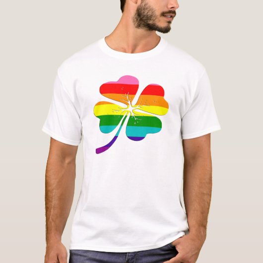 Rainbow Clover Lucky LGBTQ Gay Pride T - Shirt (Vorderseite)