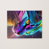 Rainbow Colats mit Neon Lights, farbenfrohe Katze Puzzle (Horizontal)