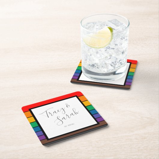 Rainbow Color Block Streifen Rechteckiger Pappuntersetzer (Vor Ort)