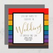 Rainbow Color Block Strips Einladung (Vorne/Hinten)