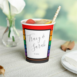 Rainbow Color Block Strips Pappbecher