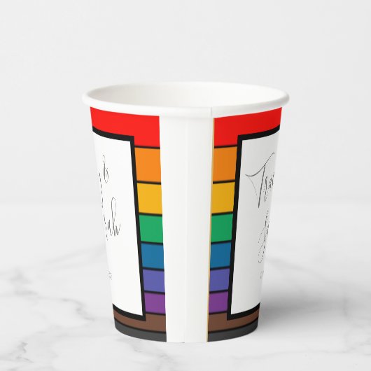 Rainbow Color Block Strips Pappbecher (Rechts)