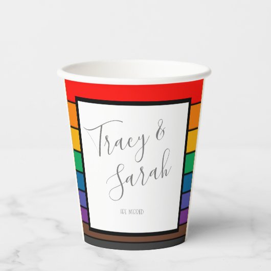 Rainbow Color Block Strips Pappbecher (Vorderseite)