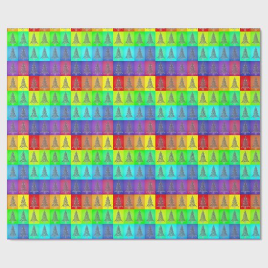 Rainbow color block Weihnachtsbaumen Geschenkpacku Geschenkpapier (Flach)