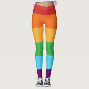 Rainbow Color Blocking Stripes Fashion Leggings