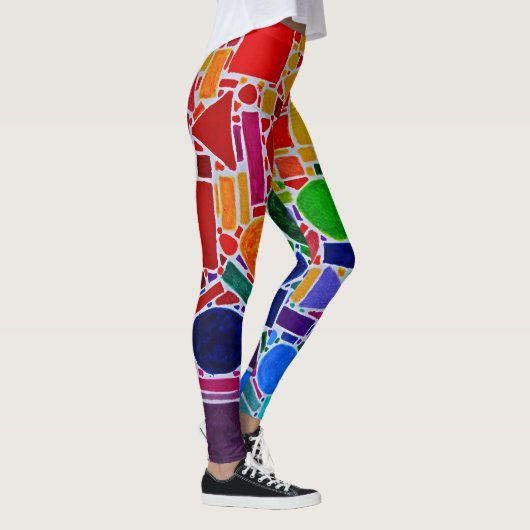Rainbow Color Chart - Moderne abstrakte Kunst Leggings (Rechts)