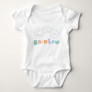 Rainbow Color Clouds Green Pink Blue Green White Baby Strampler
