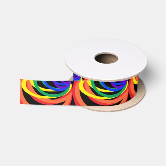 Rainbow Color Crescent Abstrakt Ribbon Satinband (Spule)